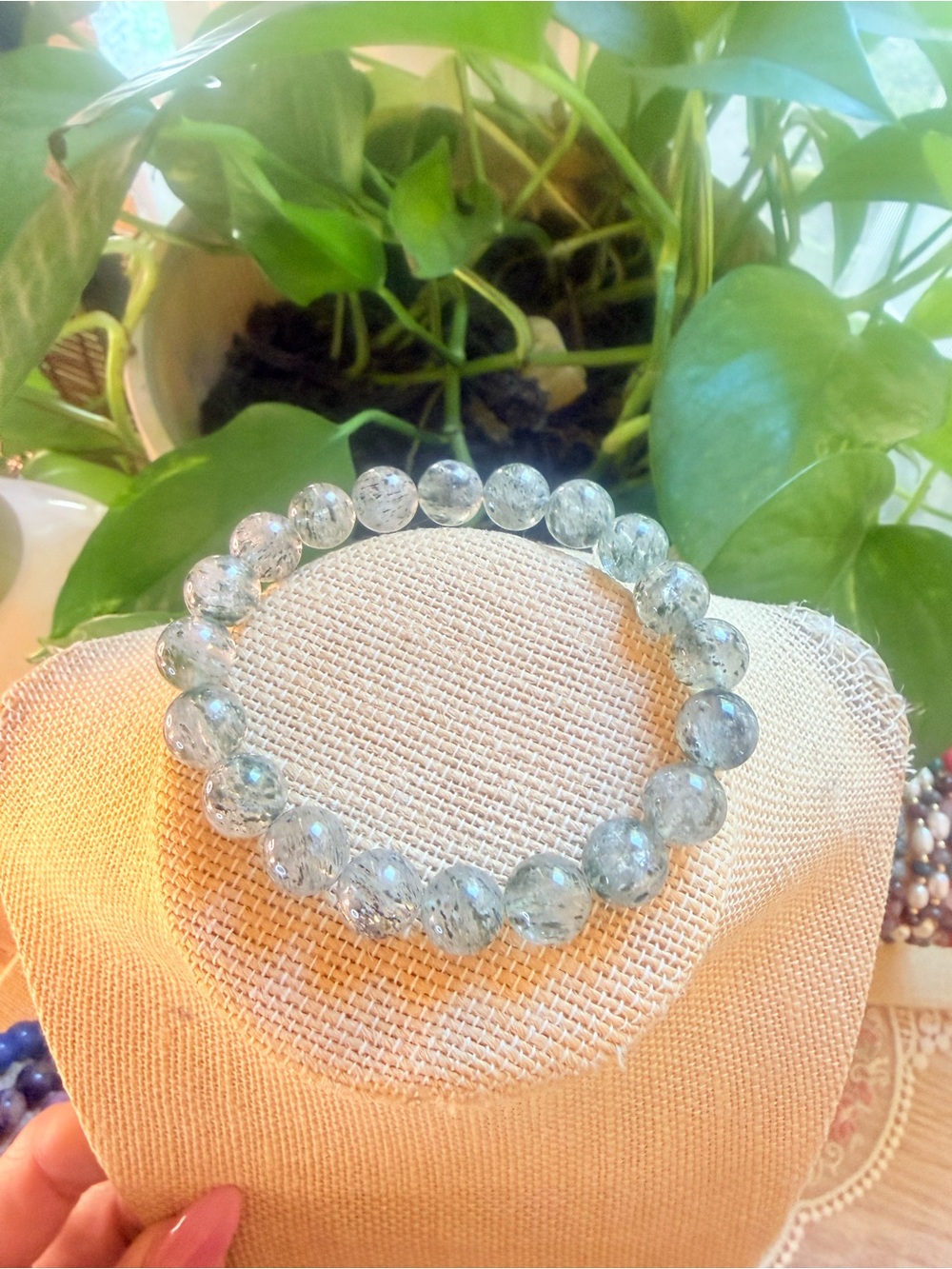 Stunning green Mica in quartz Bracelet